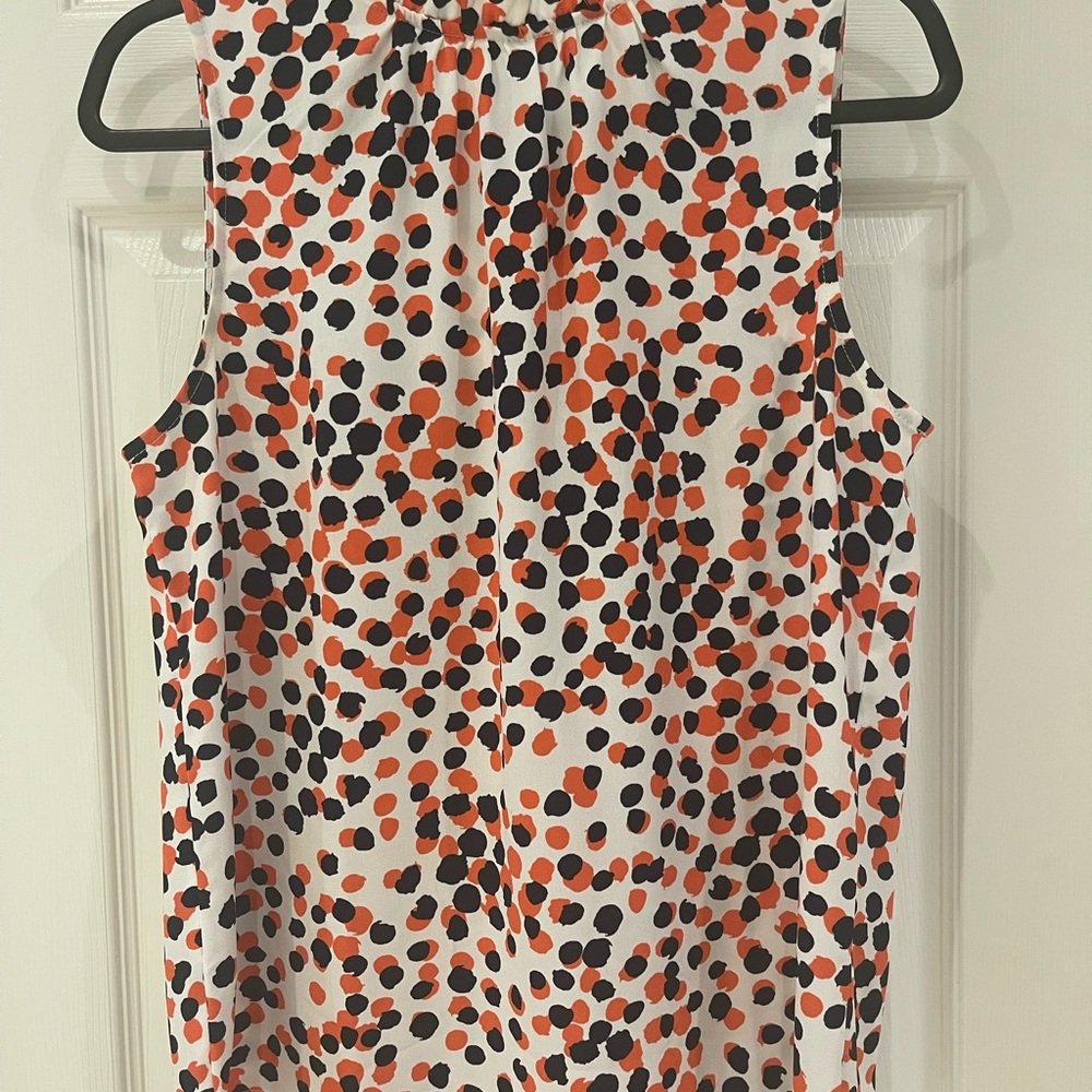 Halogen Orange and Navy Polka Dot Blouse